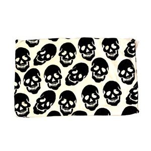 Mortar & Bone Skulls Pillow Cover 14” x 24” Ivory & Black Halloween Skeleton Fun